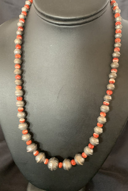 Red Spiny Oyster Sterling Silver Beads Bead Necklace 95607