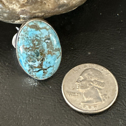 Blue Turquoise#8 Southwestern Sterling Silver Ring Size 7 19737
