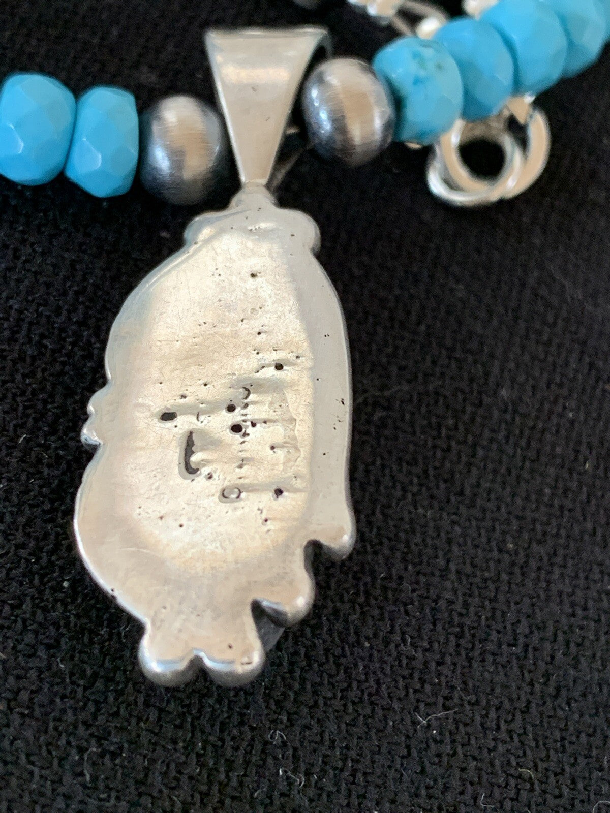 Blue Faceted Turquoise Sterling Silver Necklace Sleeping Beauty Pendant 00564
