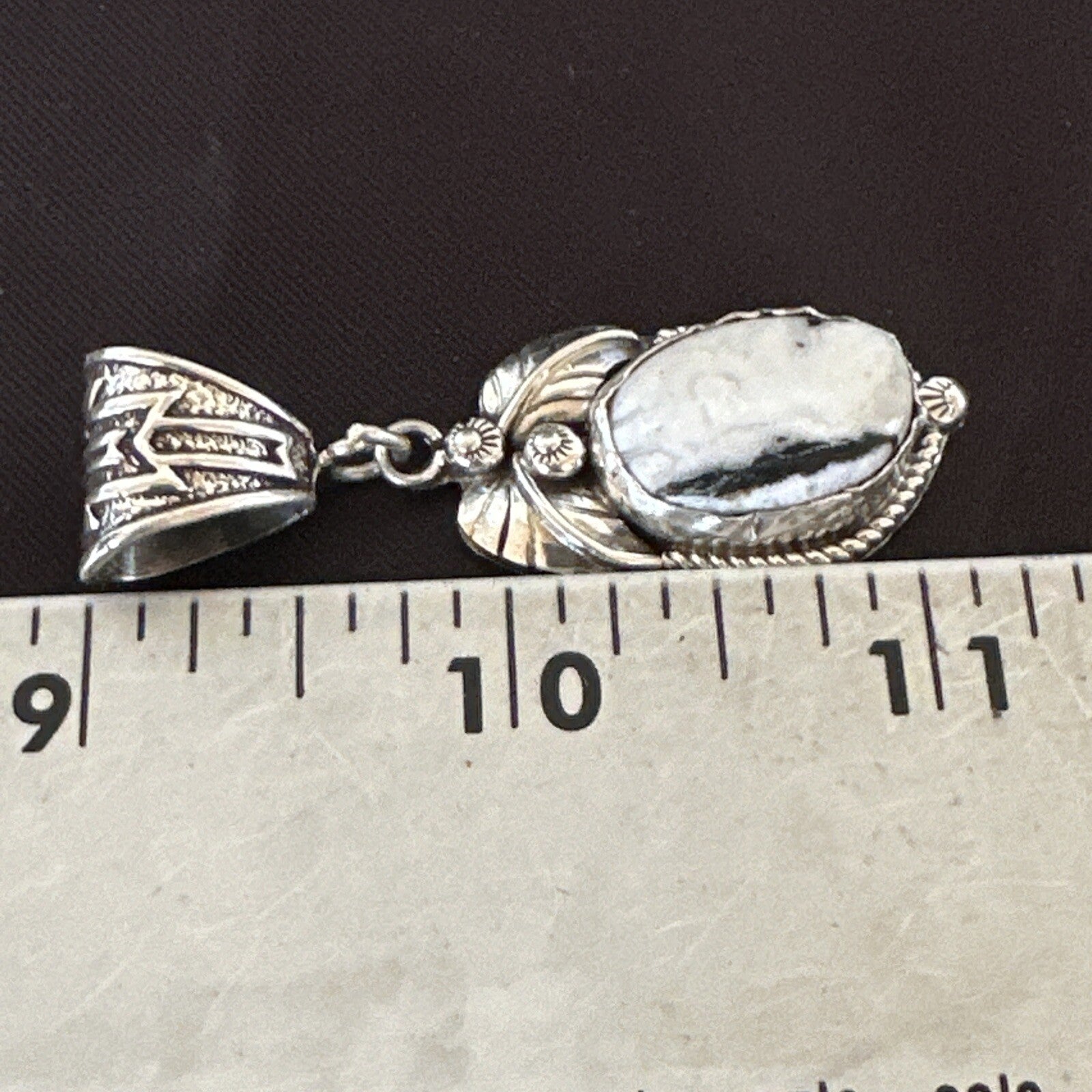 AS IS NO RETURNS White Buffalo Turquoise Pendant Navajo Sterling Silver 17743