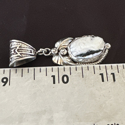 AS IS NO RETURNS White Buffalo Turquoise Pendant Navajo Sterling Silver 17743
