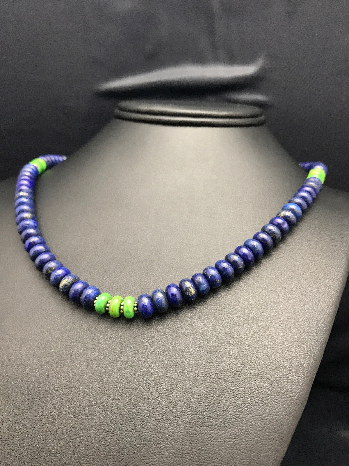 Lapis & Turquoise Beads Navajo Sterling Silver Necklace 03269