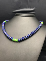 Lapis Turquoise Beads Navajo Necklace | Sterling Silver | Authentic Native American Handmade | 03269