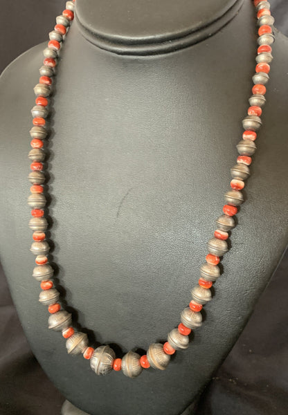 Red Spiny Oyster Sterling Silver Beads Bead Necklace 95607