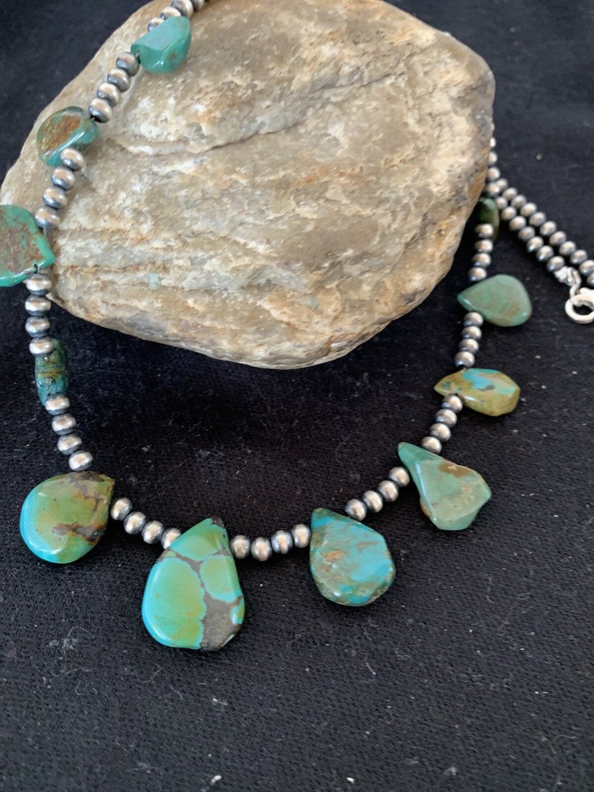 Navajo Pearls Sterling Silver Royston Turquoise 20" Necklace 00484
