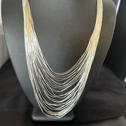Graduated Bib Heishi Liquid All Sterling Silver 30S Necklace 24" 17243
