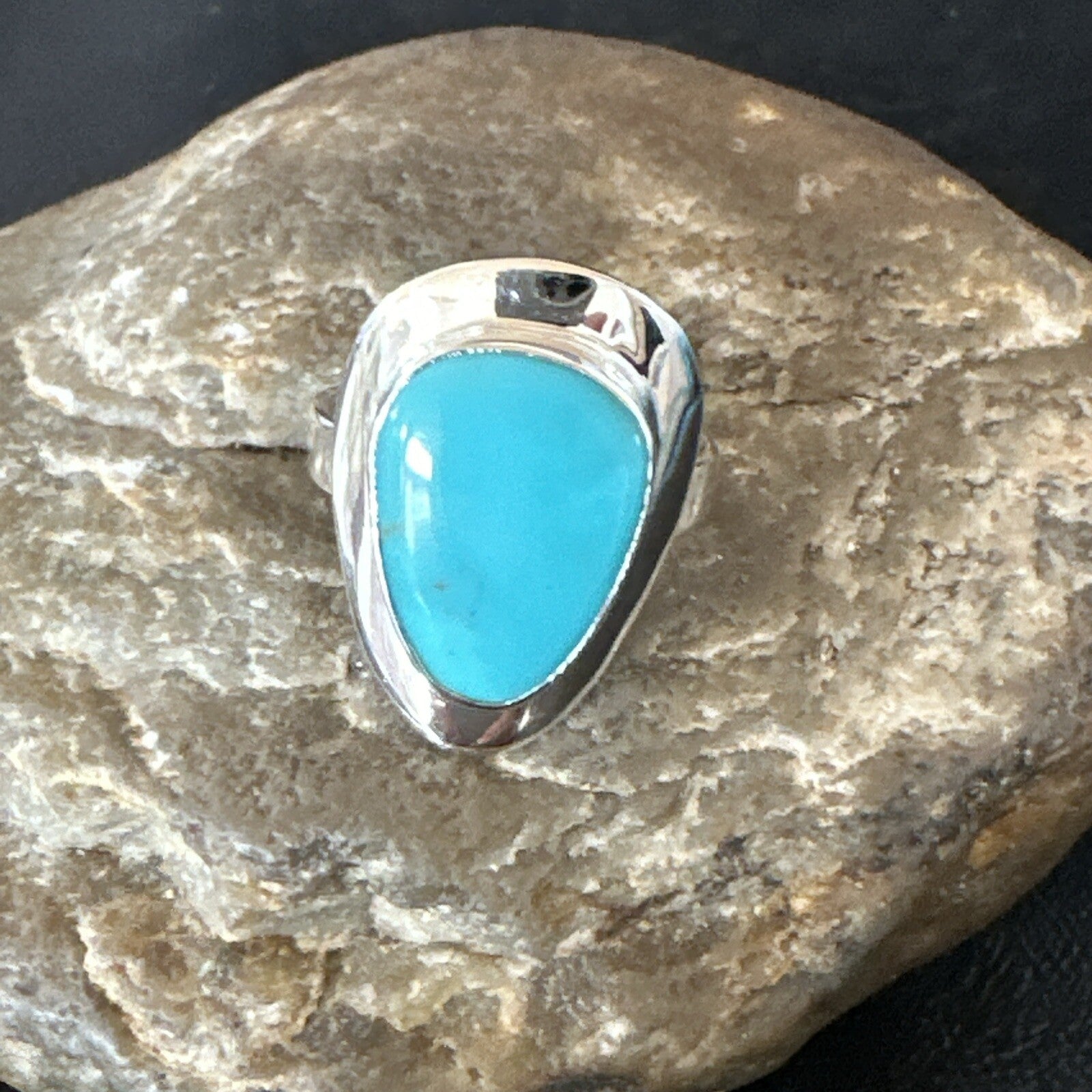 Blue Turquoise Spiny Oyster Southwestern Sterling Silver Ring Size 10 18531