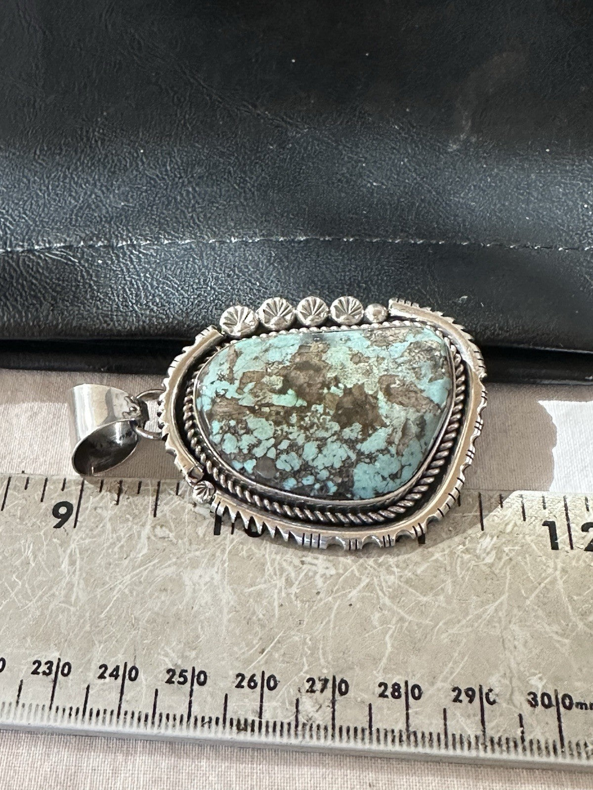 XL Men Women Blue Turquoise Pendant Navajo Sterling Yazzie 19526
