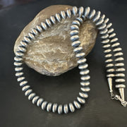 8mm Saucer Navajo Pearls 19"Hook Eye Cone Necklace | Sterling Silver | Authentic Native American Handmade | 17823