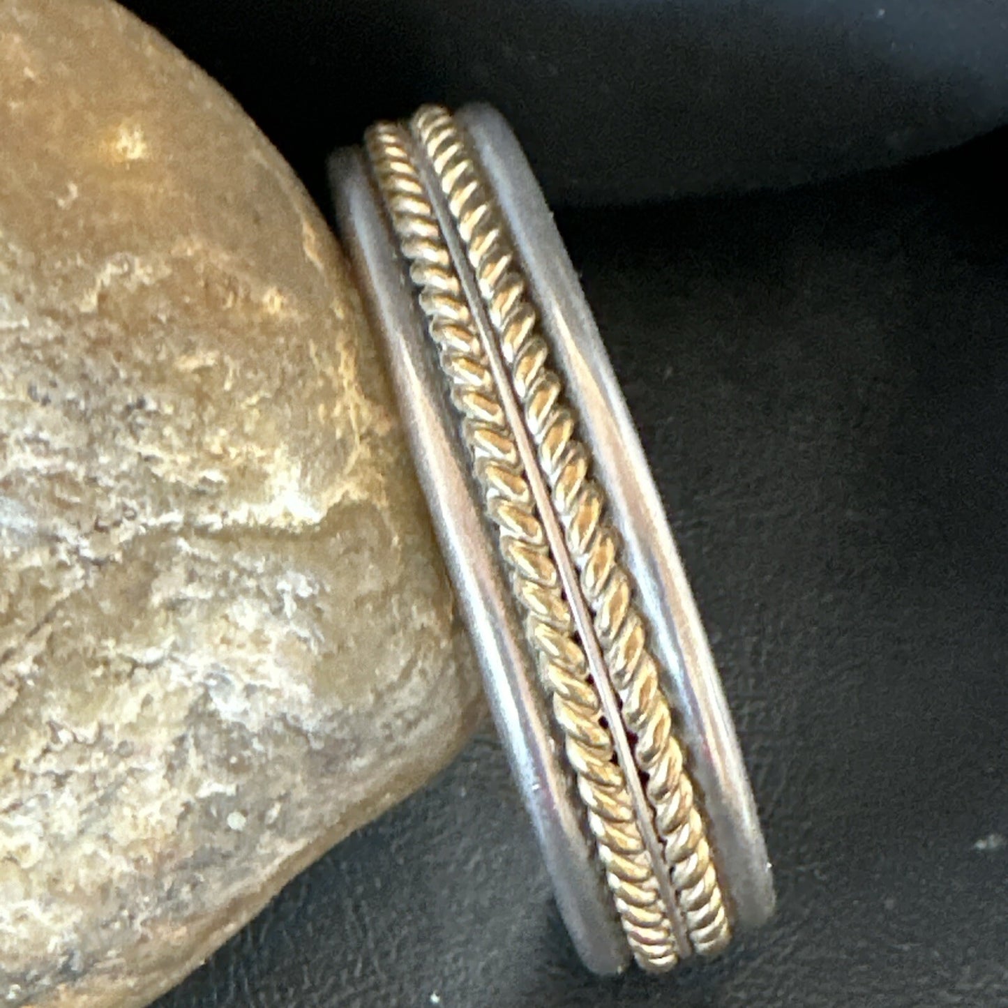 12K Gold filled Navajo Sterling Silver Twist Wire Cuff Bracelet 18123