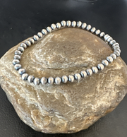 Stretch Navajo 5mm Beads 8"Bracelet | Sterling Silver | Authentic Native American Handmade | 90503