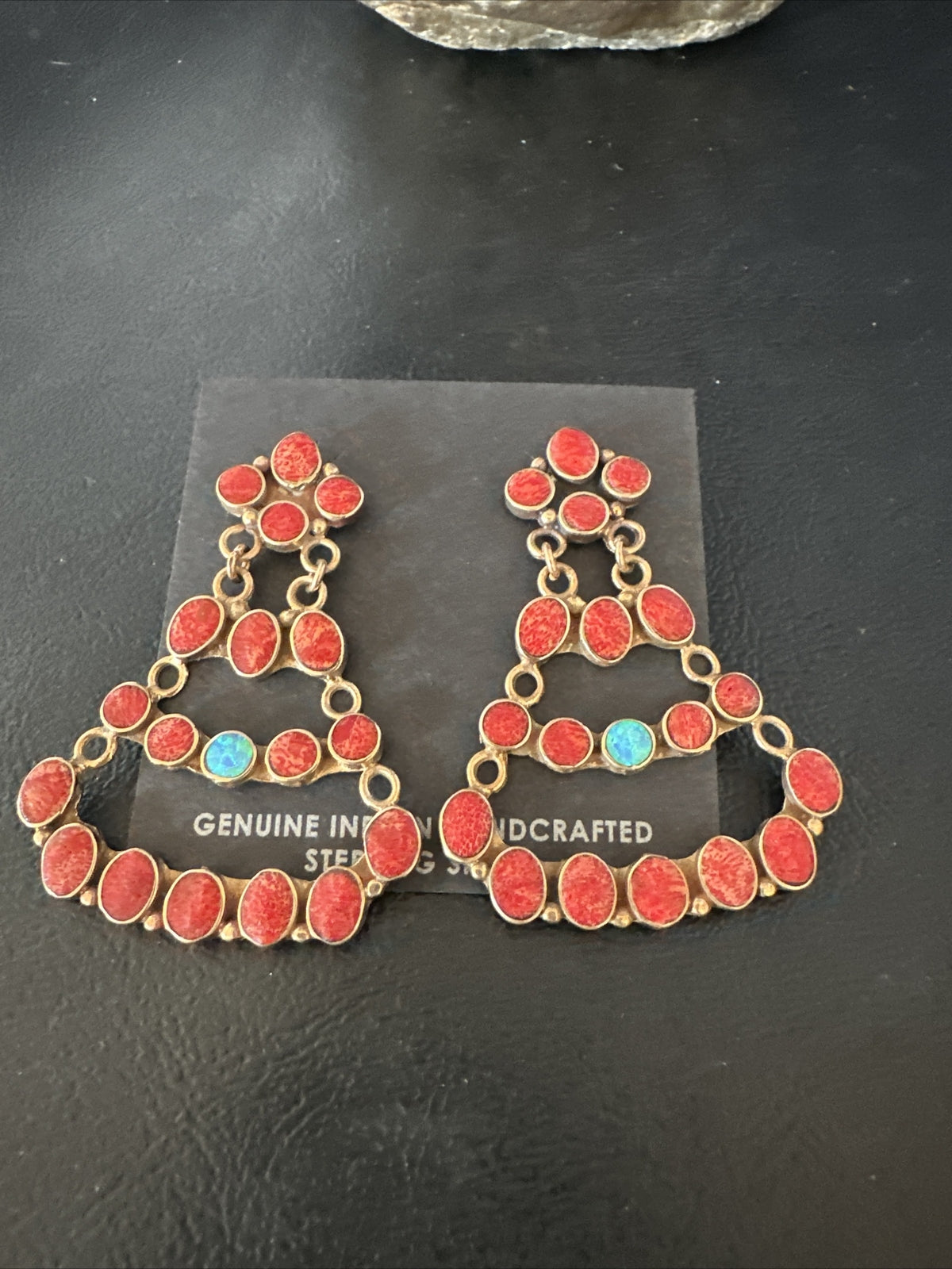 Womens Chandelier Opal Spiny Oyster Brass Dangle Earrings 14940
