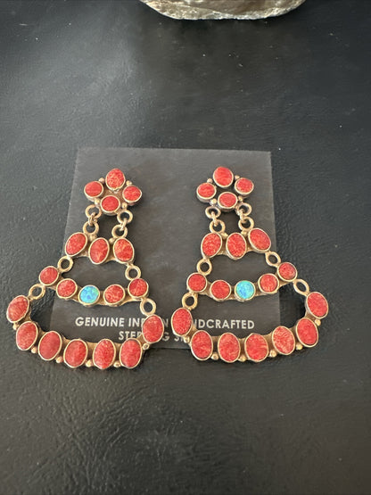Womens Chandelier Opal Spiny Oyster Brass Dangle Earrings 14940