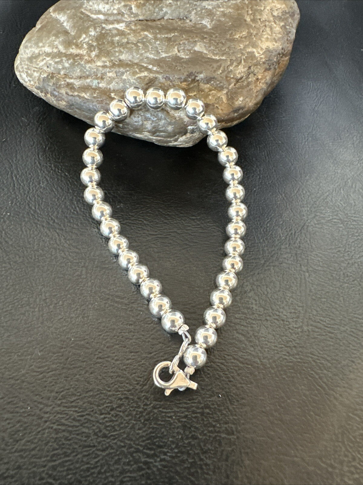 Shiny 6mm Beads 8” Sterling Silver Bracelet 90008