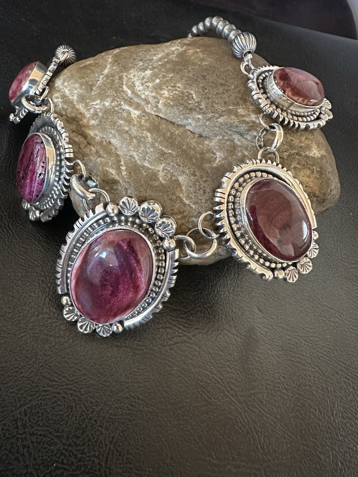 Purple Spiny Oyster Pendant Sterling Silver Choker Necklace 20" 19543