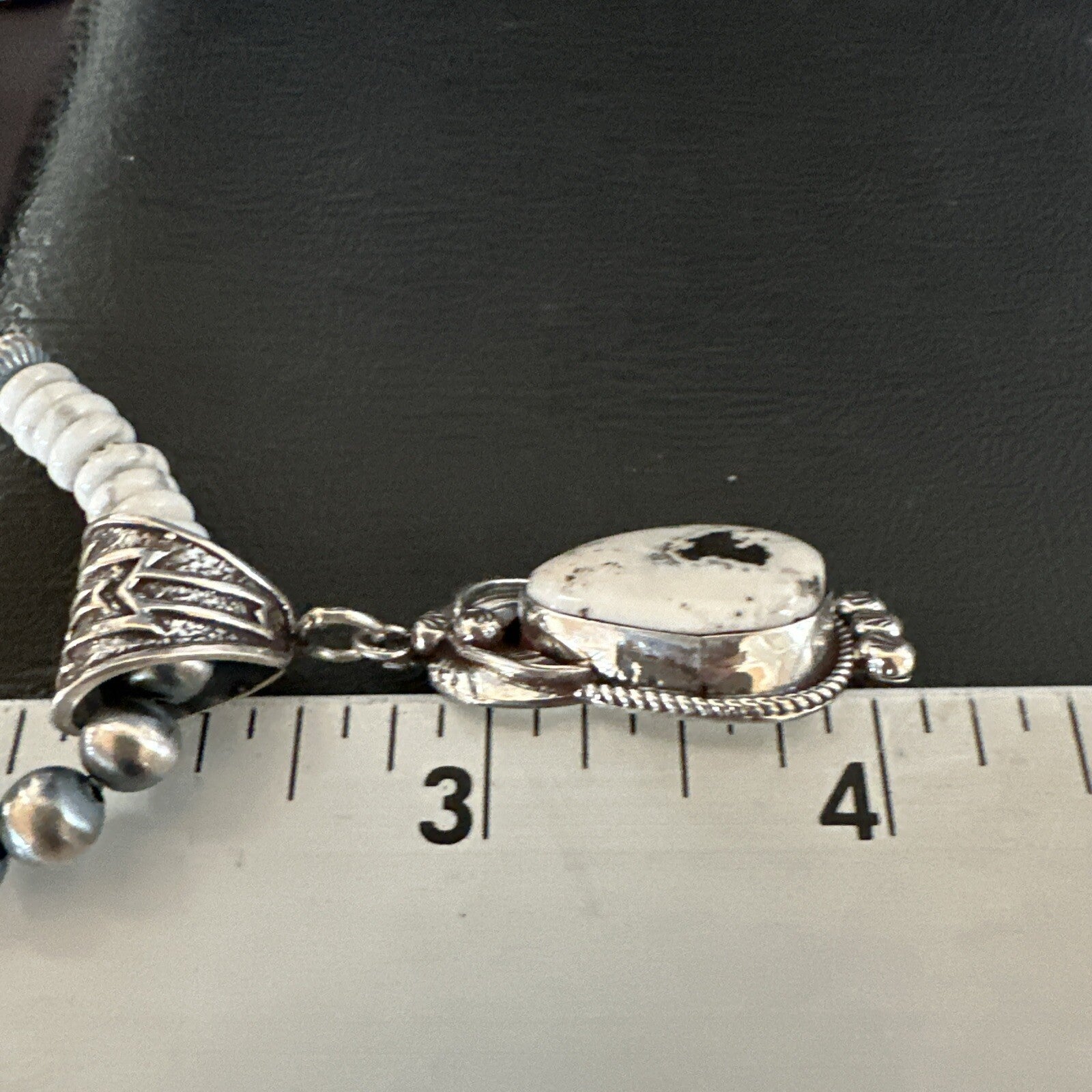 Men Women White Buffalo Turquoise Pendant Navajo Sterling Silver Necklace 17718