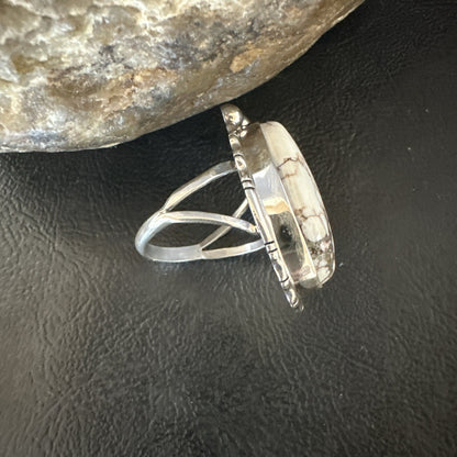 Men’s Womens Wild Horse Turquoise Navajo Sterling Silver Ring Size 7 18011