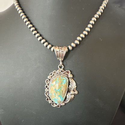 WoMens Navajo Pearls Sterling Silver Royston Turquoise Necklace Pendant 19362