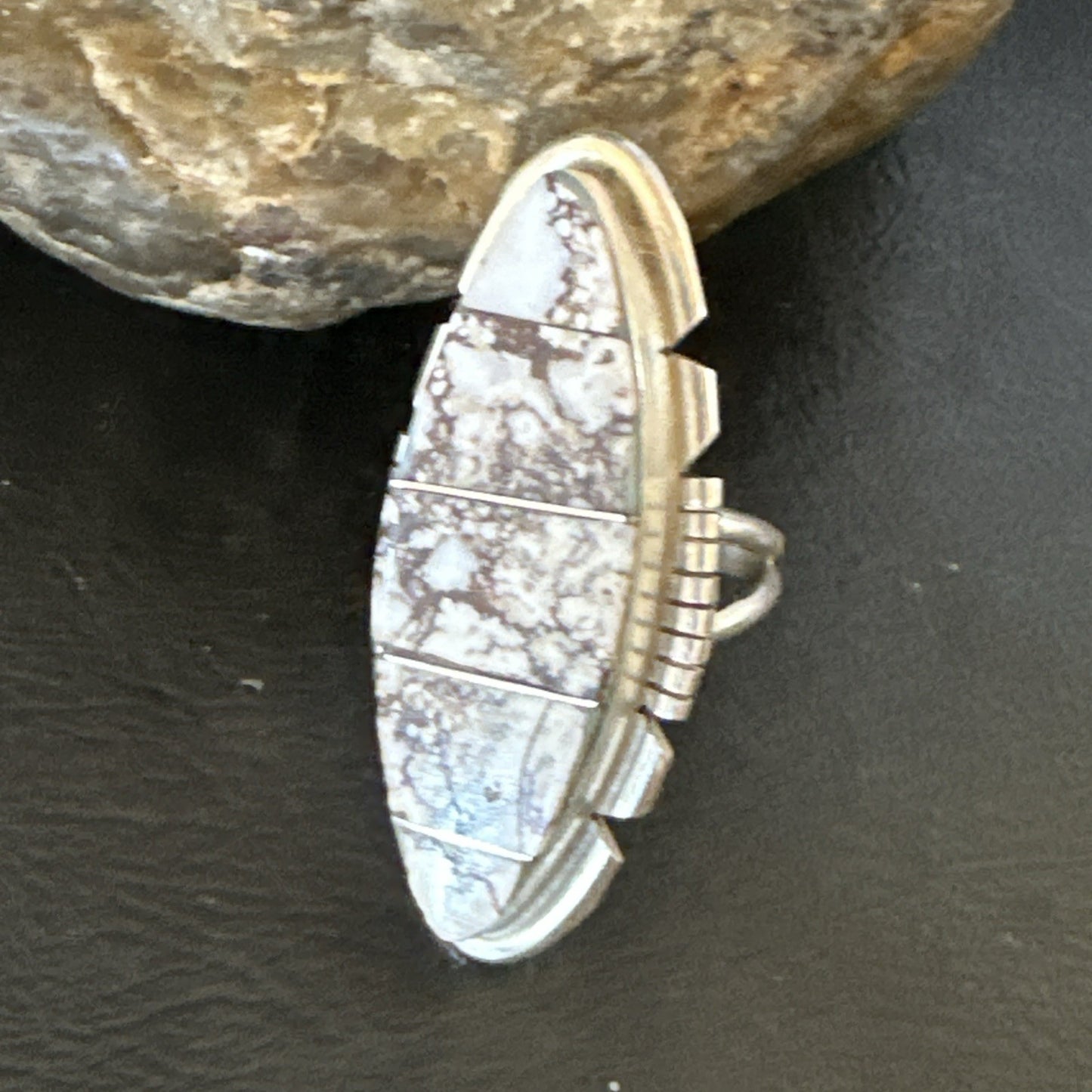 Mens Womens Wild Horse Turquoise Inlay Navajo Sterling Silver Ring Sz 9 19110