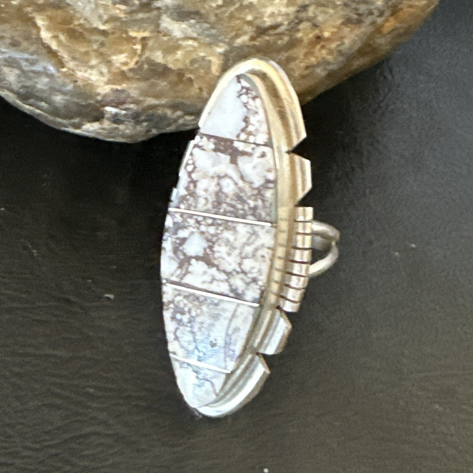 Mens Womens Wild Horse Turquoise Inlay Navajo Sterling Silver Ring Sz 9 19110