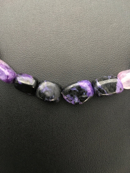 Purple Charoite Navajo Sterling Silver Beads Necklace 02700