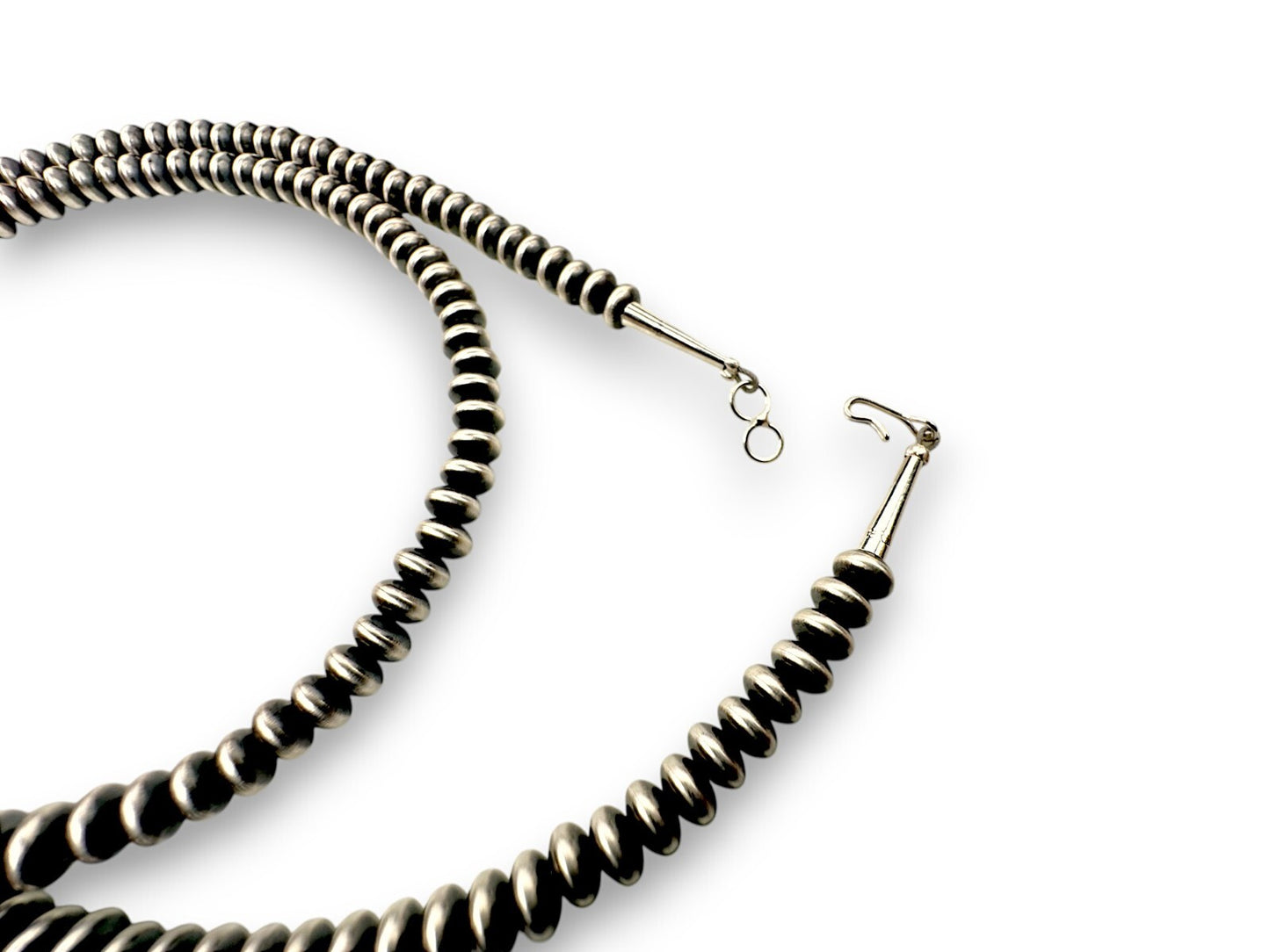Navajo Sterling Silver Rondelles Saucer Flat Bead Necklace 4mm 18" 60418