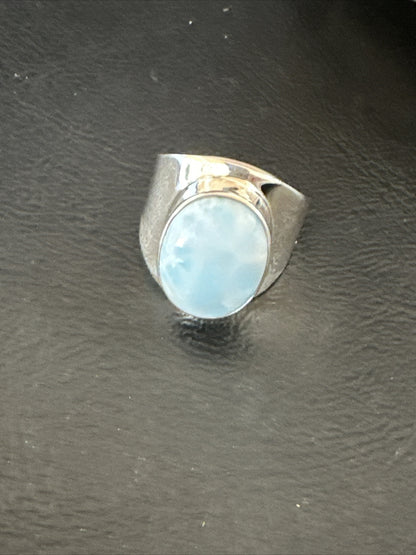 Womens Blue Larimar Navajo Sterling Silver Ring Size 9 17672