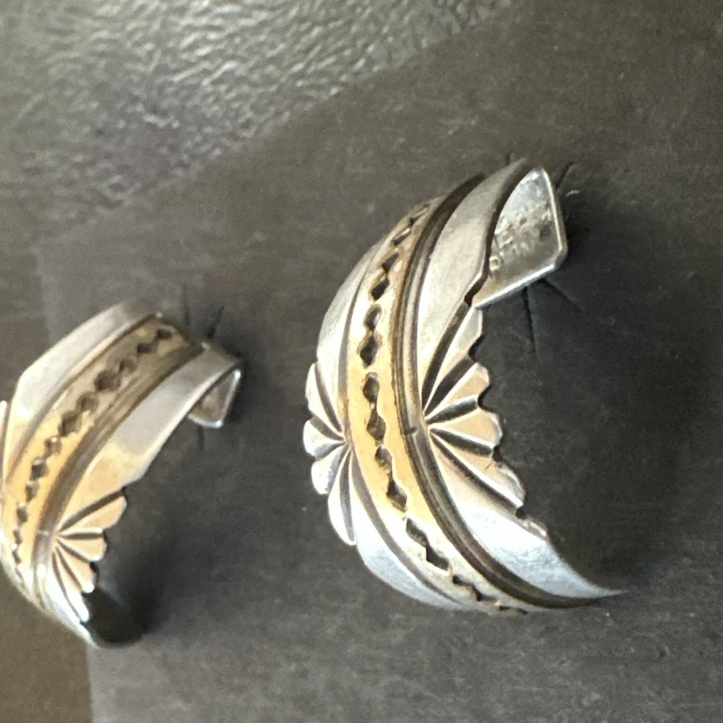 Old Pawn Navajo Stamped GF Sterling Silver Native American Earrings 19091