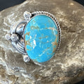 Navajo Blue Turquoise #8 Ring Sets Sz 8 | Sterling Silver | Authentic Native American Handmade | 18106