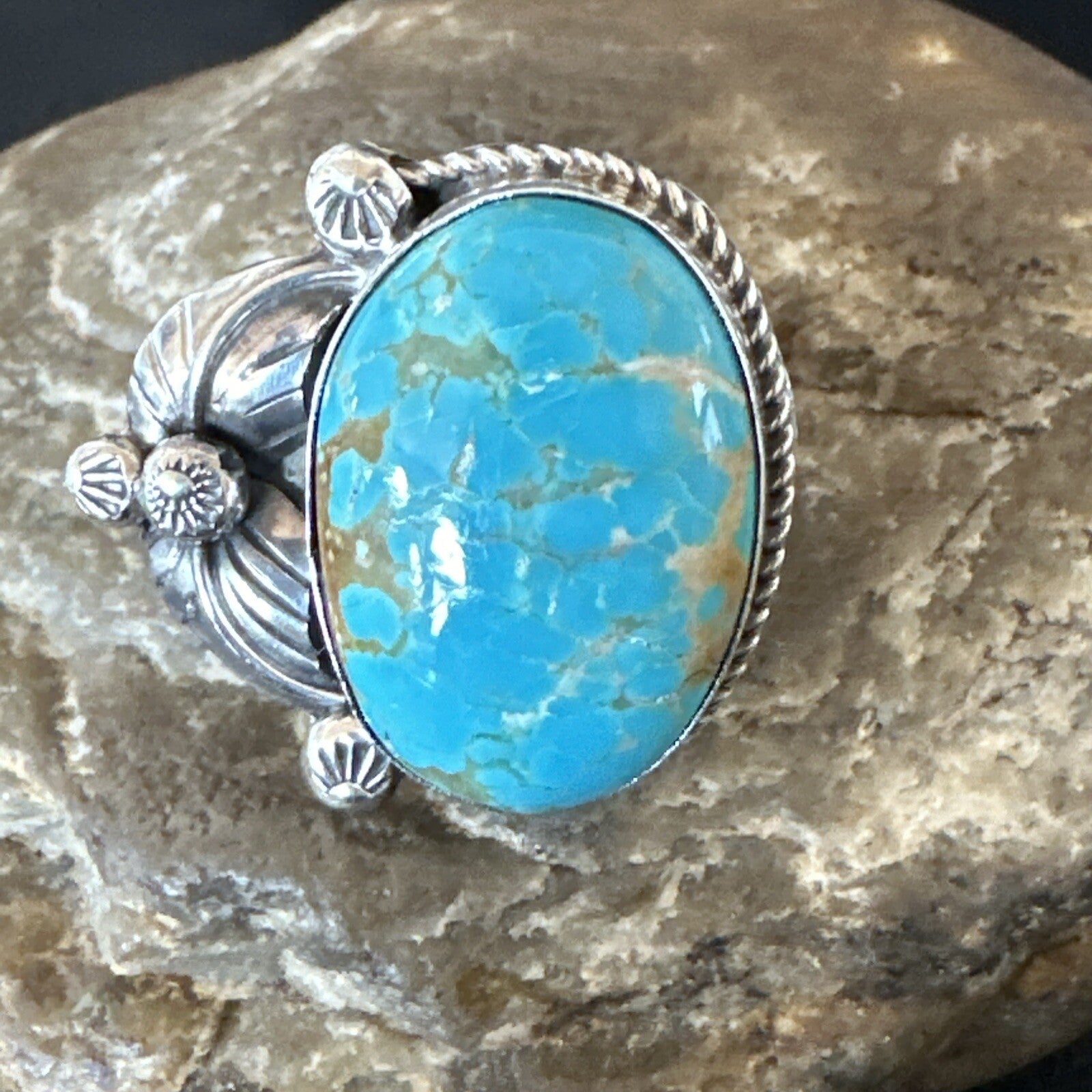 Navajo Sterling Silver Blue Turquoise #8 Ring Sets Sz 8 18106