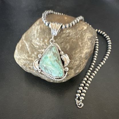 WoMens Navajo Pearls Sterling Silver Royston Turquoise Necklace Pendant 19363