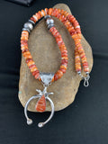 Spiny Oyster Naja Pendant Navajo Necklace | Sterling Silver | Authentic Native American Handmade | 00236