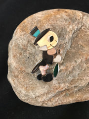 Collectible Zuni Sterling Silver Disney Jiminy Pin Pendant Vintage Old Pawn