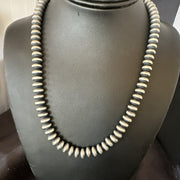 Beads 8mm Rondelle Flat Beads Necklace 18" | Sterling Silver | Authentic Native American Handmade | 18831