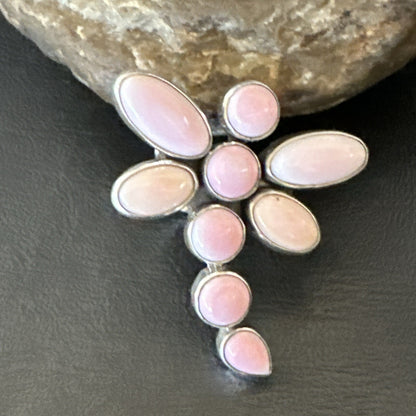 Gorgeous DragonFly Pink Conch Cluster Ring Handmade Adjustable Navajo Sz 8 18778