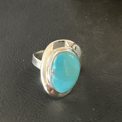 Southwestern Sterling Silver Blue Kingman Turquoise Ring Size 7 18509