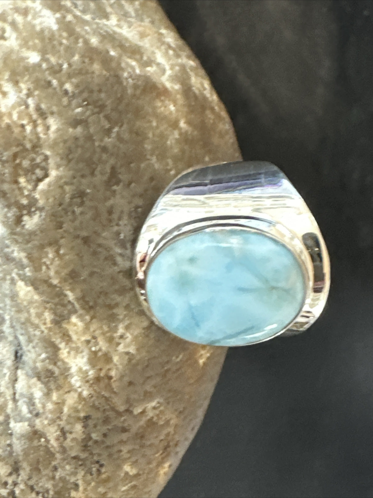 Womens Blue Larimar Navajo Sterling Silver Ring Size 9 17674