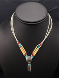 Concho Heishi Tubes 3 Strand Liquid Navajo Necklace | Sterling Silver | Authentic Native American Handmade | 4373