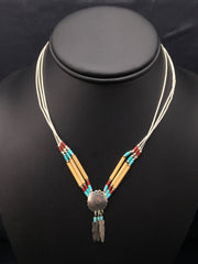 Concho Heishi Tubes 3 Strand Liquid Navajo Necklace | Sterling Silver | Authentic Native American Handmade | 4373