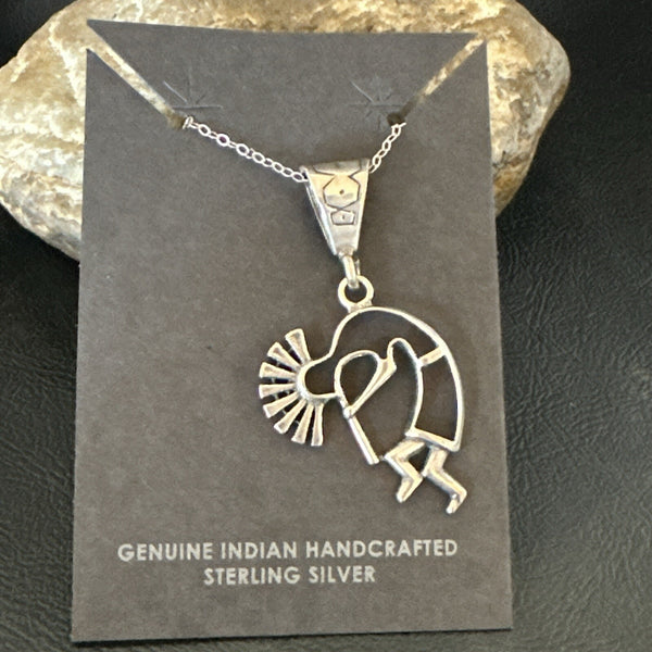 Kokopelli Navajo Pendant | Sterling Silver | Authentic Native American Handmade | 17966