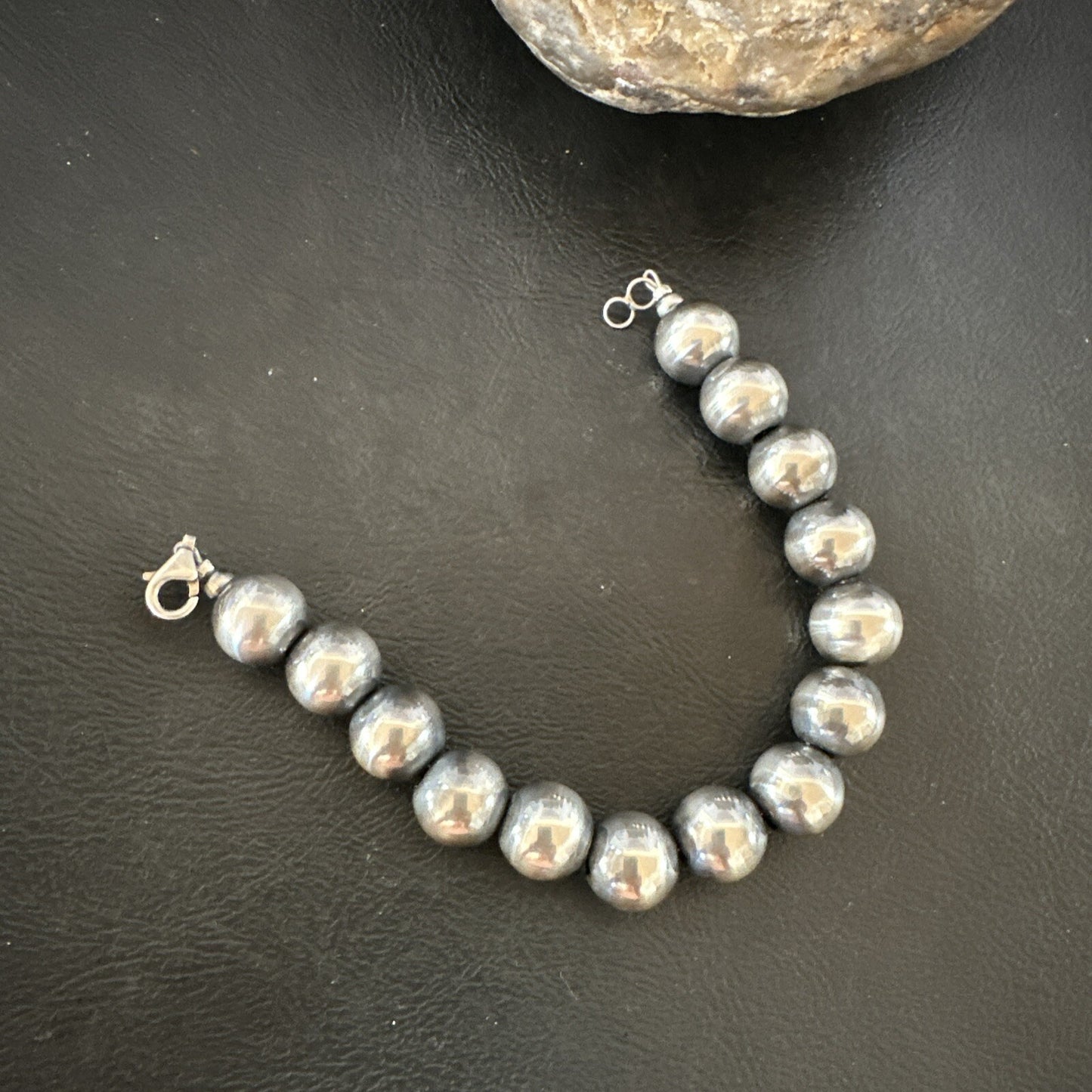 12mm Round Beads 7” Sterling Silver Beads Bracelet 91207