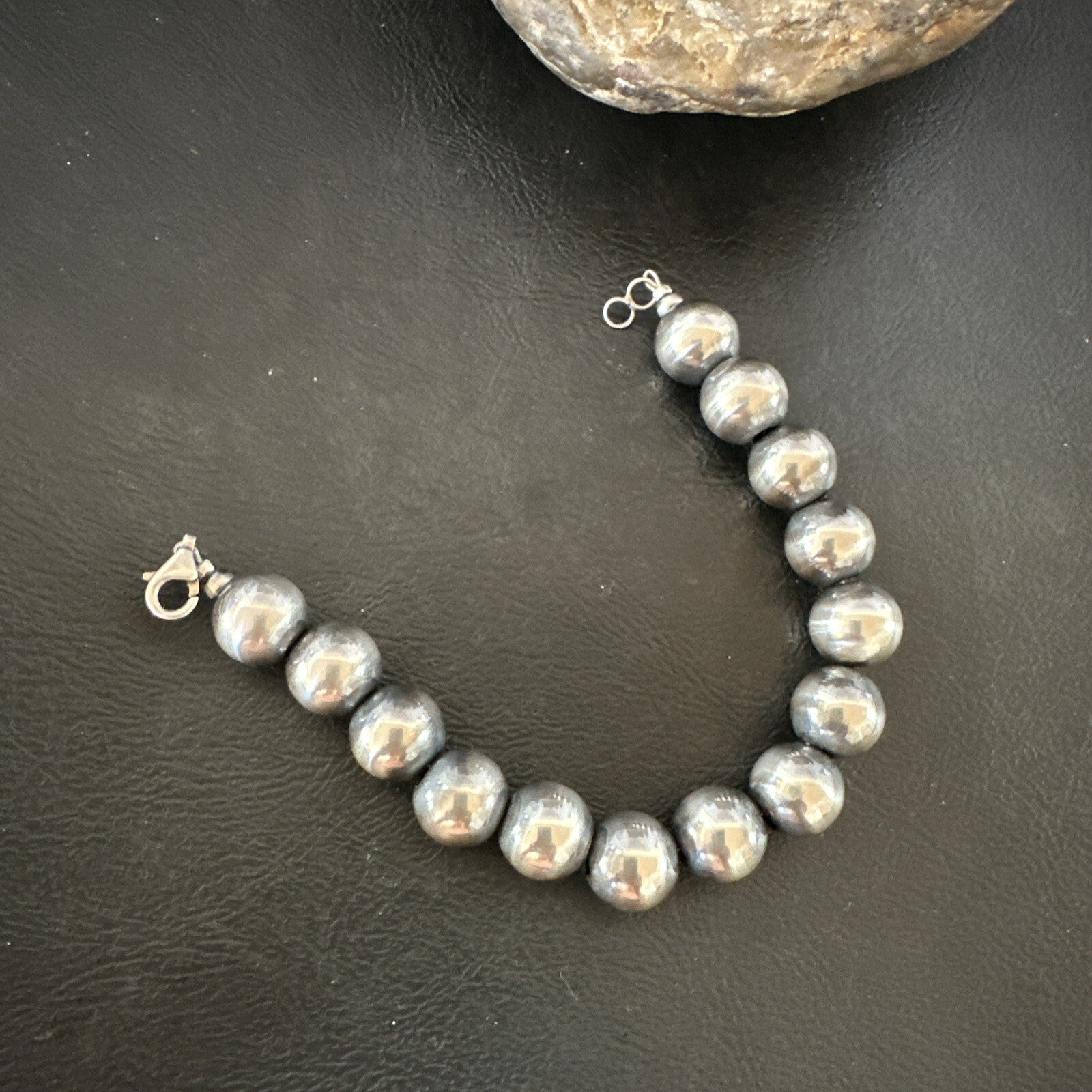 12mm Round Beads 7” Sterling Silver Beads Bracelet 91207