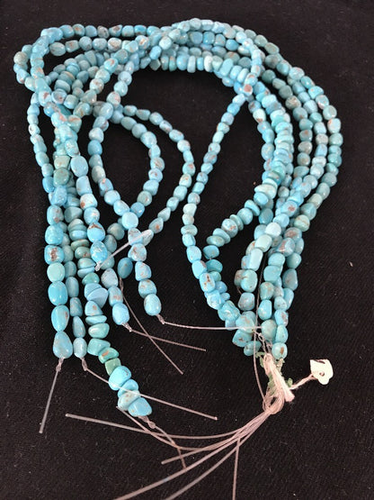 Native Turquoise Nugget Free Form Beads Beautiful Nacozari Set 16 Inch 10057