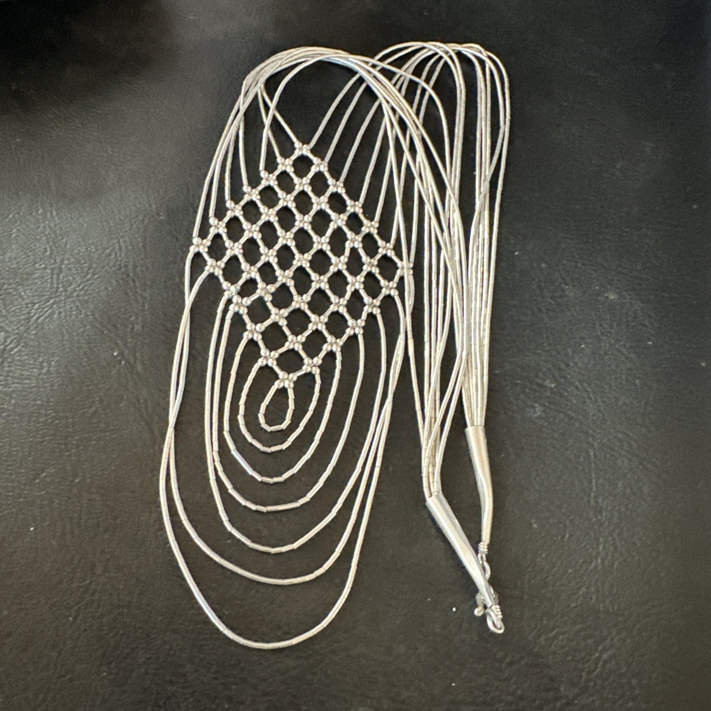 Sterling Silver Heishi Tubes Pendant 7 Strand Necklace 19754