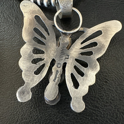 Butterfly Blue Kingman Turquoise Pendant Navajo Sterling Silver Necklace 19296