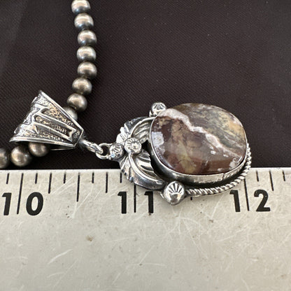 Mens Womens Wild Horse Turquoise Pendant Navajo Sterling Silver Necklace 17801