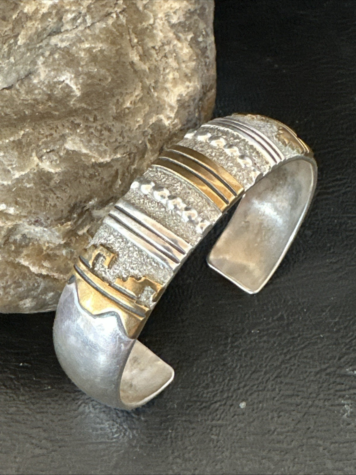 Gold filled Navajo Womens Sterling Silver Cuff Bracelet 6.75" 19700