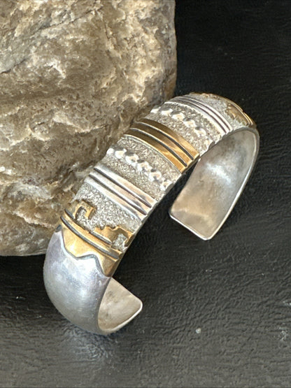 Gold filled Navajo Womens Sterling Silver Cuff Bracelet 6.75" 19700