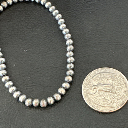 Stretch Navajo 4mm Beads 8” Sterling Silver Bracelet 90403