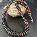 Navajo Bamboo Coral Black Onyx Necklace 20" | Sterling Silver | Authentic Native American Handmade | 14431